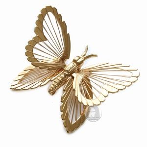 Vintage Butterfly Brooch Pin Gold Metal Figural Dimensional by Monet 1980s